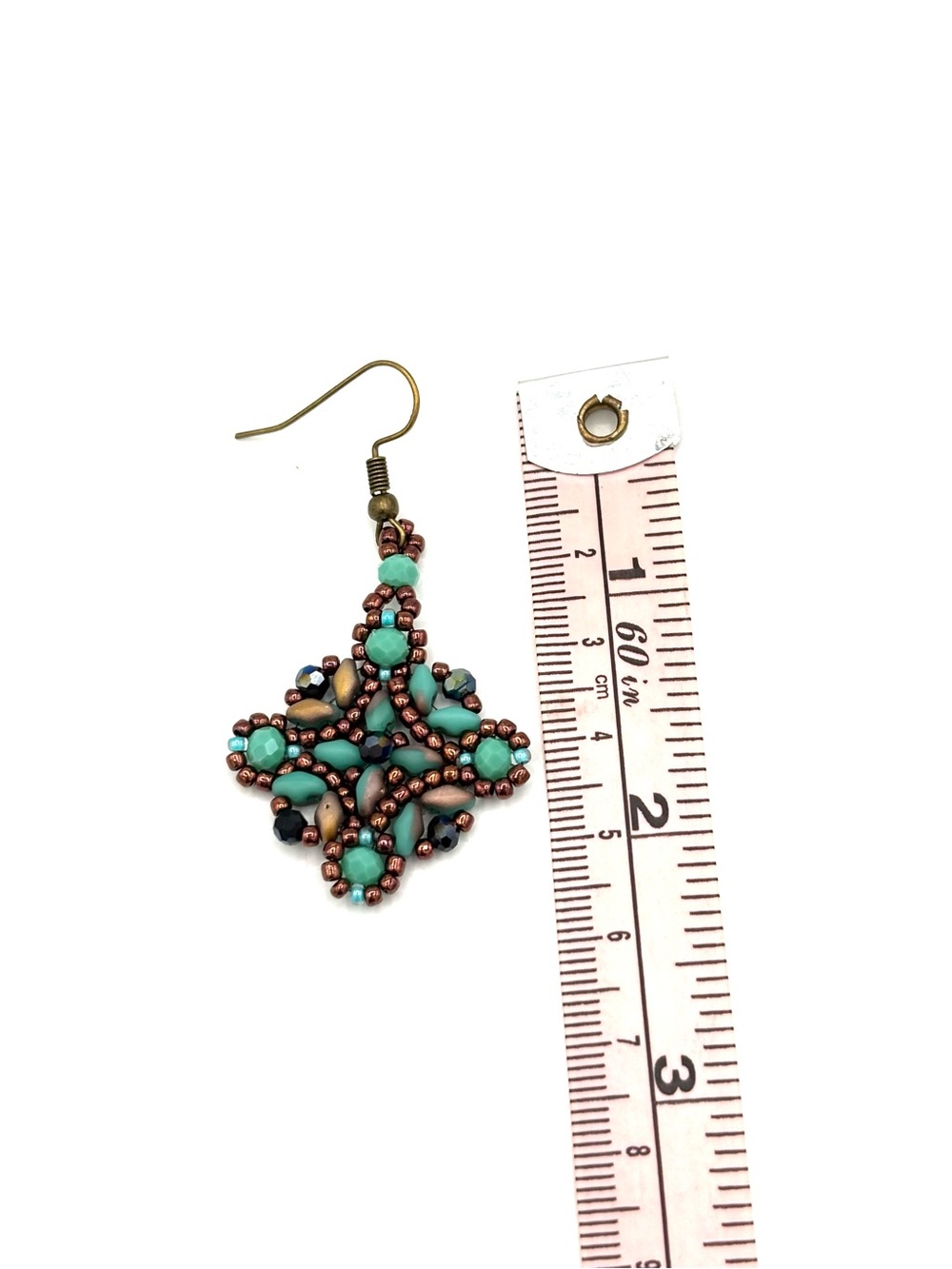 Hand Crafted Bohemian Turquoise Statement Drop Earrings - Women Jewelry - Picture 6 of 9
